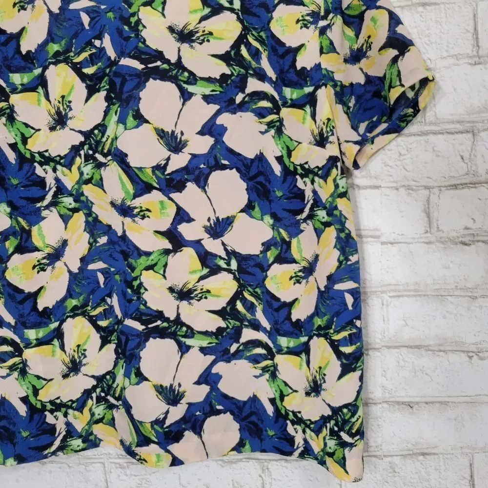 J Crew blue floral top
